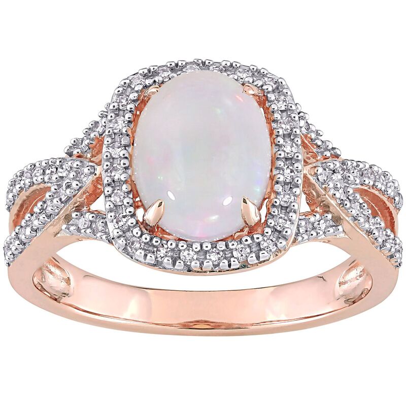 ステラ グレース レディース アクセサリー リング Stella Grace 10k Rose Gold White Opal & 1/6 Carat.W. Diamond Split Shank Ring 10k Rose Gold ゴールド