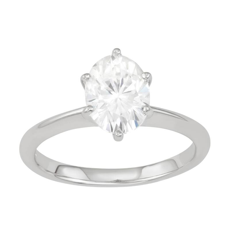 チャールズ アンド コルバード レディース アクセサリー リング Charles & Colvard 14k White Gold 2 1/10 Carat.W. Lab-Created Moissanite Oval Solitairengagement Ring 14k White Gold ホワイト
