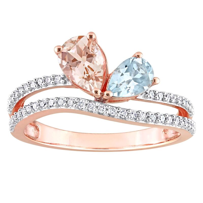ステラ グレース レディース アクセサリー リング Stella Grace 10k Rose Gold Morganite Aquamarine & 1/4 Carat.W. Diamond 2-Stone Open Ring 10k Rose Gold ゴールド
