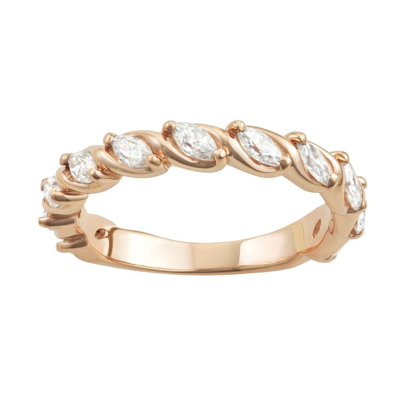 チャールズ アンド コルバード レディース アクセサリー リング Charles & Colvard 14k Gold 3/4 Carat.W. Lab-Created Moissanite Marquise Twisted Band Rose ゴールド