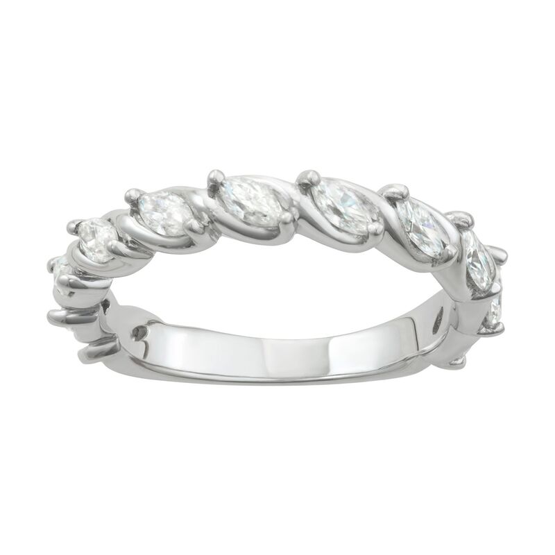 チャールズ アンド コルバード レディース アクセサリー リング Charles & Colvard 14k Gold 3/4 Carat.W. Lab-Created Moissanite Marquise Twisted Band White ホワイト