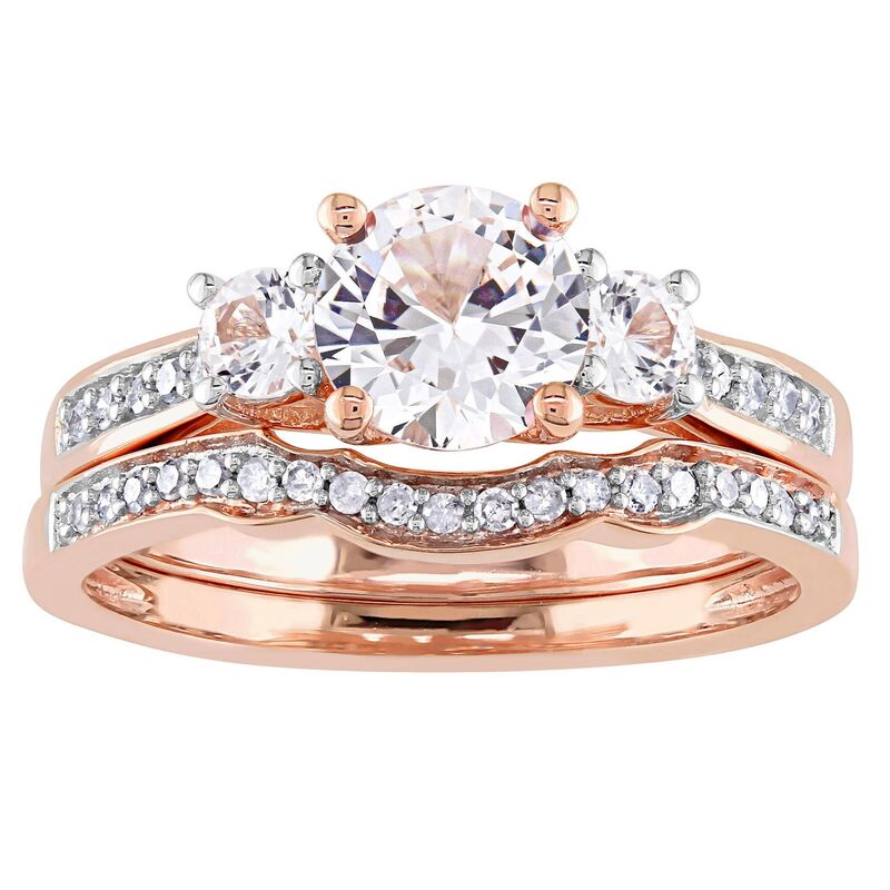 ステラ グレース レディース アクセサリー リング Stella Grace 10k Rose Gold Lab-Created White Sapphire & 1/8 Carat.W Diamond Bridal Ring Set 10k Gold ゴールド|ReVida 店