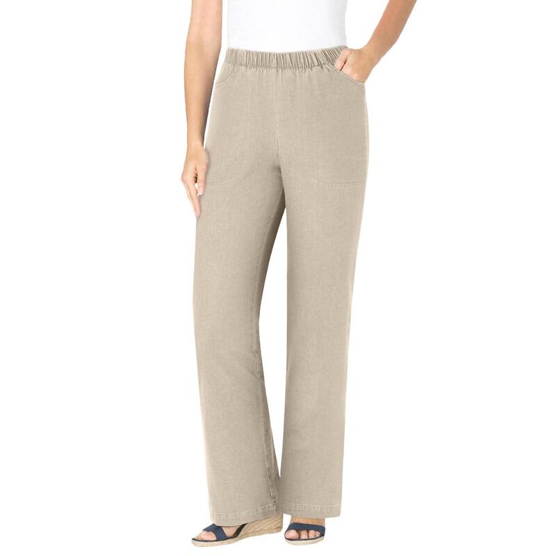 ウーマン ウィズイン レディース ボトムス デニムパンツ ブーツカット プラスサイズ プチ ブーツ Woman Within Women's Plusize Petite Bootcut Fineline Denim Jeanatural Khaki カーキ｜ReVida 店