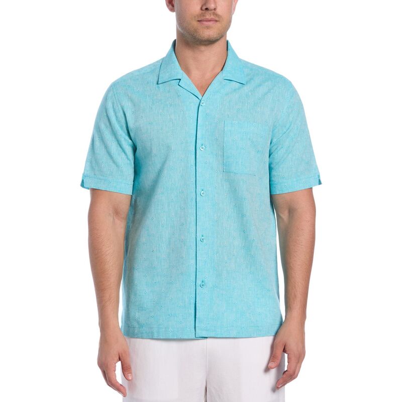 キューバベラ メンズ トップス シャツ プリント ダウン リネン Men's Cubavera Linen Blendiamondobby Print Short Sleeve Button-Down Shirt Ceramic