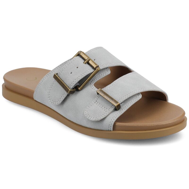 ジャーニー レディース シューズ サンダル Journee Collection Cosette Women's Double Strap Buckle Slip-On Flat Sandals Blue ブルー｜ReVida 店