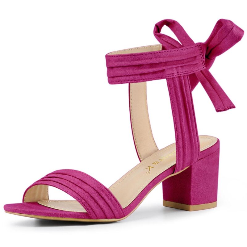 アレグラ ケー レディース シューズ パンプス サンダル アンクル ヒール ALLEGRA K Women's Open Toe Ankle Tie Back Block Heelsandals Hot Pink ピンク