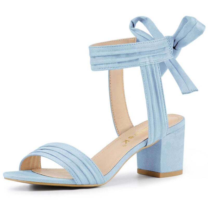 アレグラ ケー レディース シューズ パンプス サンダル アンクル ヒール ALLEGRA K Women's Open Toe Ankle Tie Back Block Heelsandalsky Blue ブルー｜ReVida 店