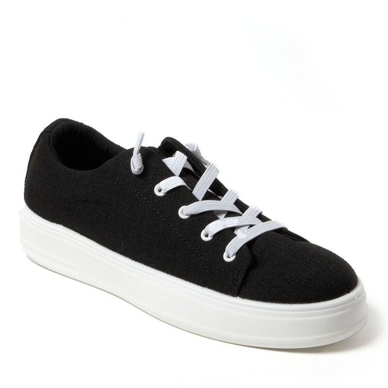 ディアフォームズ レディース シューズ スニーカー スピード競技 Dearfoams Mabel Woven Lace-Up Women\u0027shoes Black 黒いこと