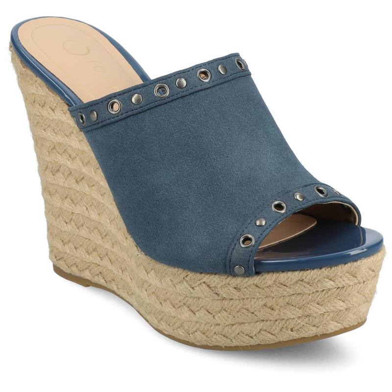 ジャーニー レディース シューズ サンダル プラットフォーム Journee Yari Women's Platform Espadrille Wedge Sandals Navy ネイビー｜ReVida 店