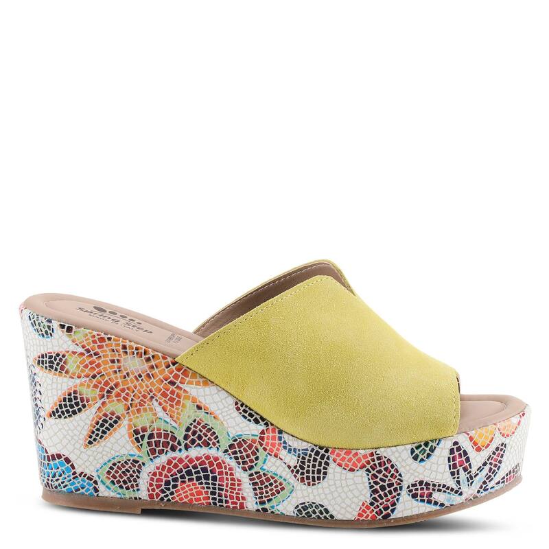 スプリングステップ レディース シューズ サンダル Spring Step Women's Laylani Mosaic Wedge Sandals Yellow Suede イエロー