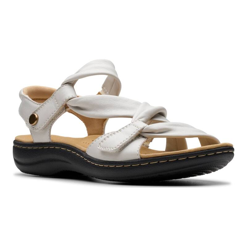 クラークス レディース シューズ サンダル レザー Clarks Laurieann Bell Women's Leather Slide Sandals Off White Leather オフホワイト