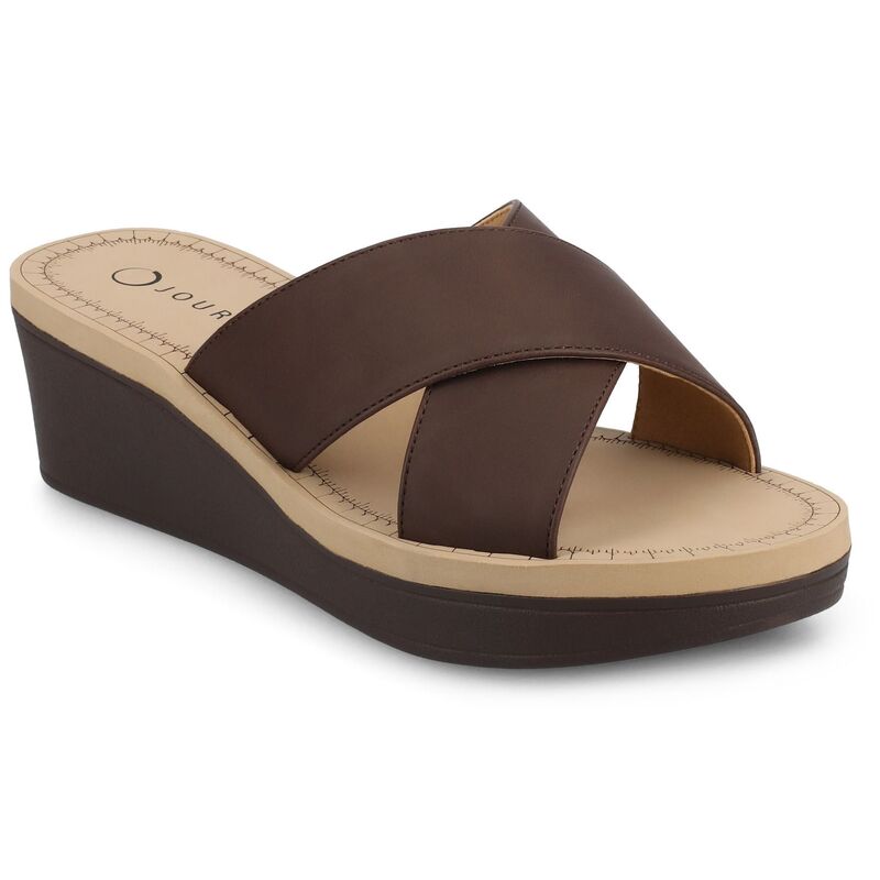 ジャーニー レディース シューズ サンダル プラットフォーム Journee Collection Biara Women'slip On Platform Wedge Sandals Brown ブラウン|ReVida 店