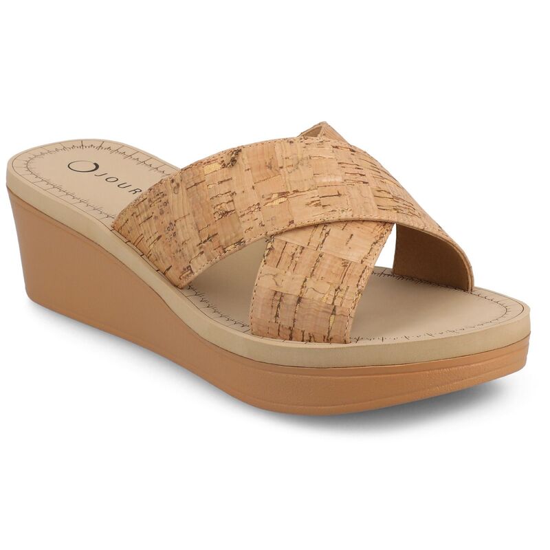 ジャーニー レディース シューズ サンダル プラットフォーム Journee Collection Biara Women'slip On Platform Wedge Sandals Cork