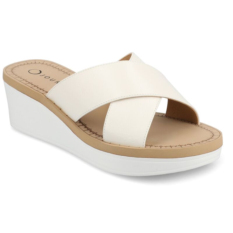 ジャーニー レディース シューズ サンダル プラットフォーム Journee Collection Biara Women'slip On Platform Wedge Sandals White ホワイト