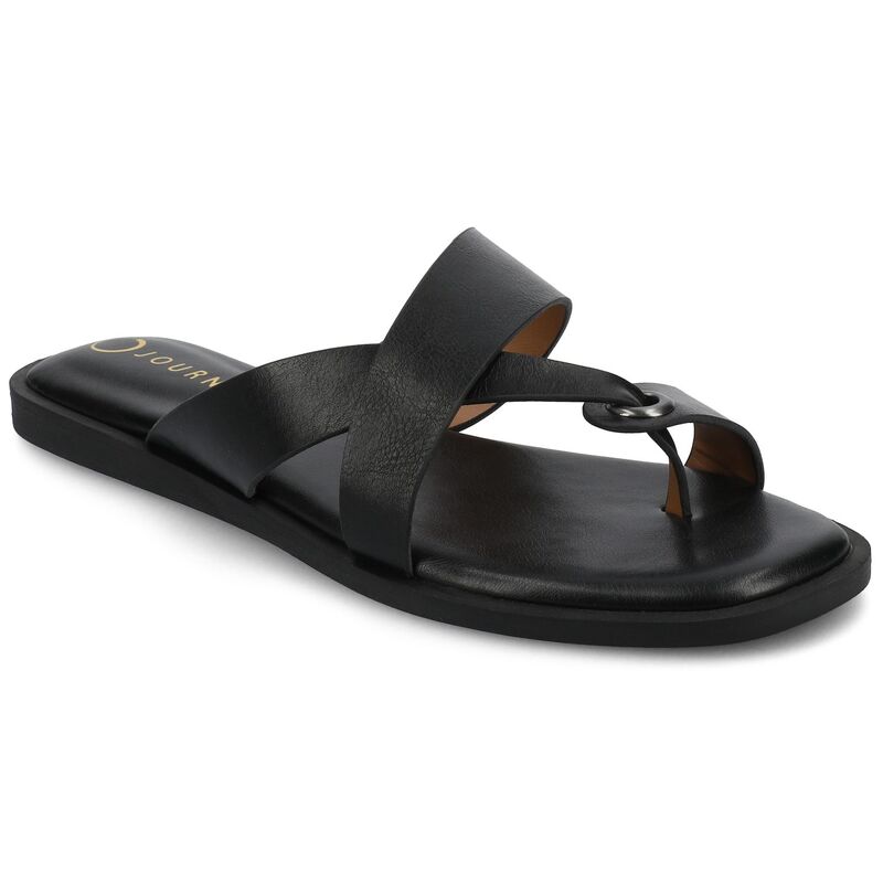 ジャーニー レディース シューズ サンダル Journee Women's Prizzie Multi Strap Toe Ring Flat Sandals Black ブラック