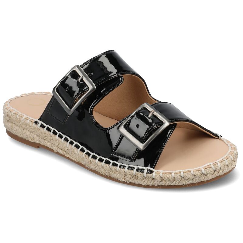 ジャーニー レディース シューズ サンダル Journee Women's Tresah Double Strap Espadrille Sandals Patent Black ブラック