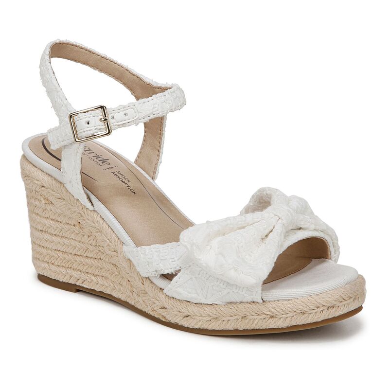ライフストライド レディース シューズ サンダル LifeStride Tahlia Women's Espadrille Wedge Sandals White Fabric ホワイト｜ReVida 店