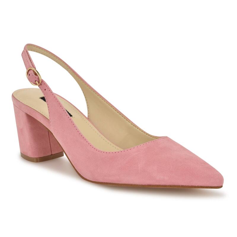 ナインウェスト レディース シューズ パンプス 踵 Nine West Women\u0027slingback Block Heel Dress Pumps Light Pink Suede サクラ色
