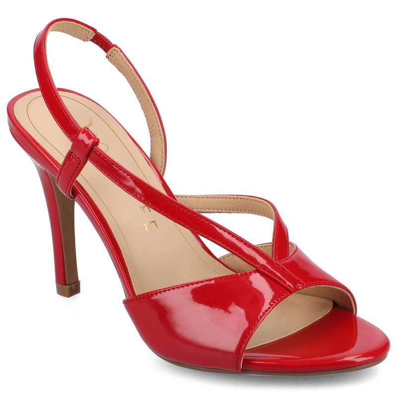 ジャーニー レディース シューズ パンプス サンダル ヒール Journee Varra Women's Crossover Strap Stiletto Heeledressandals Patent Red レッド|ReVida 店