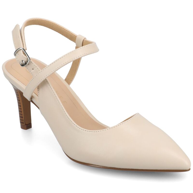 ジャーニー レディース シューズ パンプス アンクル Journee Women's Crossover Ankle Strapointed Toe Pumps Bone