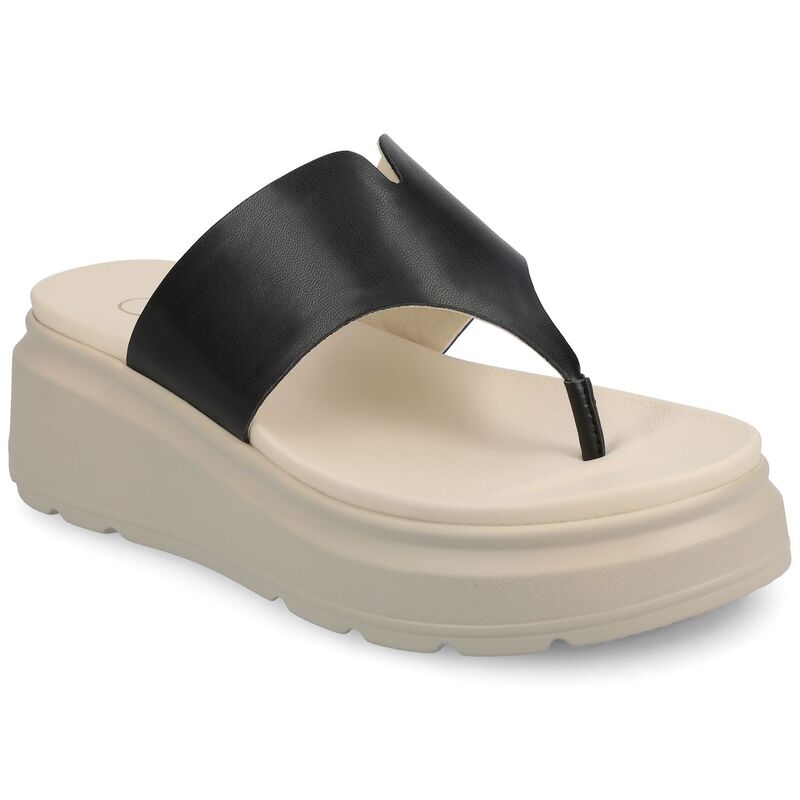 ジャーニー レディース シューズ サンダル Journee Carah Wedge Thong Flip Flop Women'sandals Black ブラック