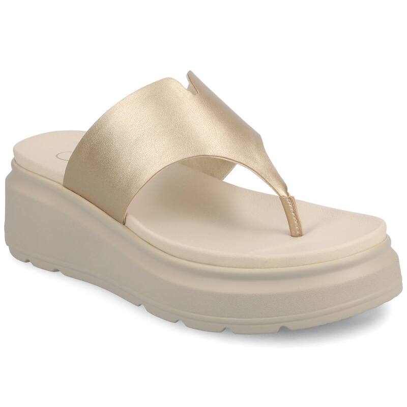 ジャーニー レディース シューズ サンダル Journee Carah Wedge Thong Flip Flop Women'sandals Champagne シャンパン