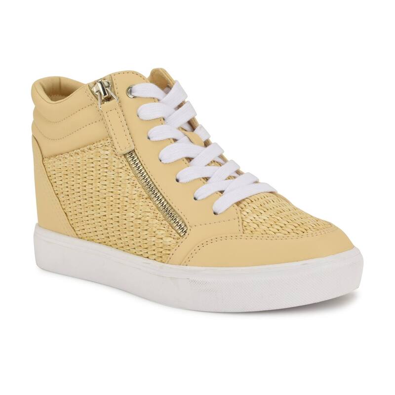 ナインウェスト レディース シューズ スニーカー Nine Westons Women's High Top Wedge Sneakers Light Natural Woven