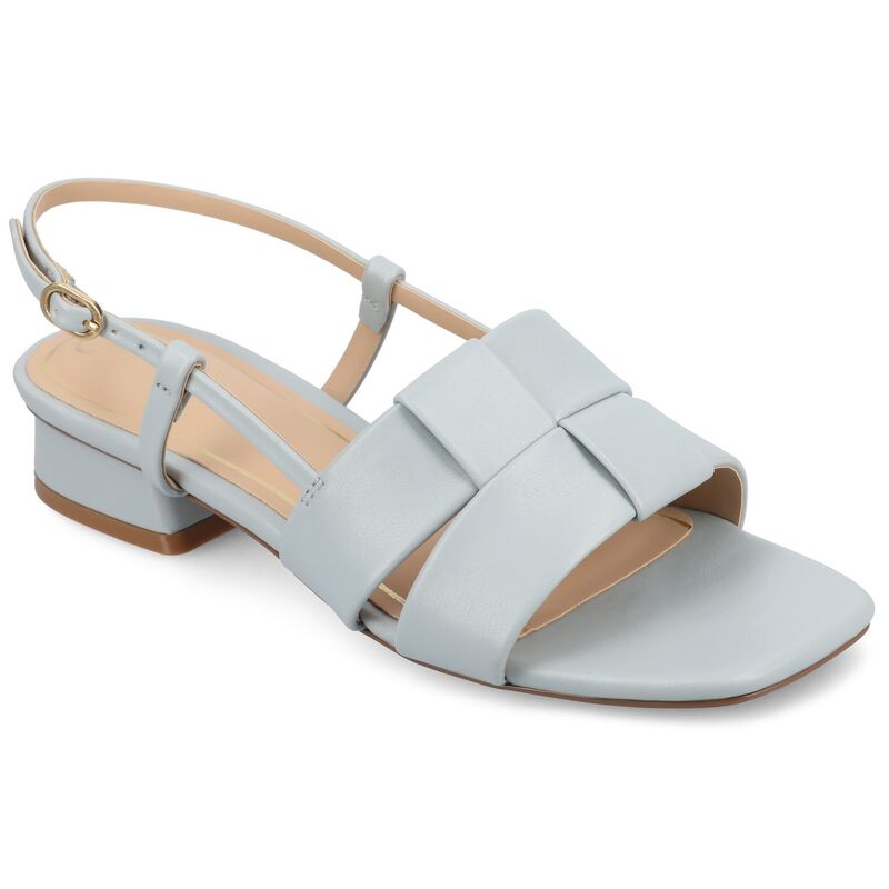 ジャーニー レディース シューズ サンダル ヒール Journee Tabatha Women's Tru Comfort Foam Low Covered Block Heel Sandals Blue ブルー|ReVida 店