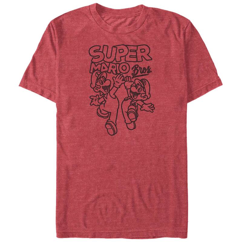 アニメキャラクター メンズ トップス Tシャツ トール グラフィック Licensed Character Big & Tall Super Mario Bros And Luigi High Five Graphic Tee Red Heather ヘザー