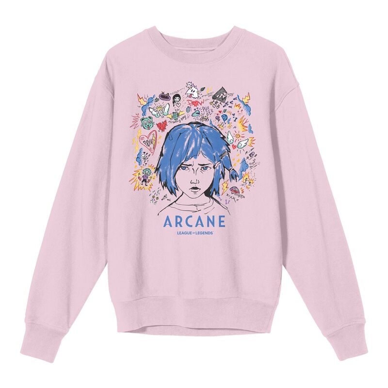 アニメキャラクター メンズ トップス Tシャツ Licensed Character Men's Arcane Powder Doodle Art Long Sleeve Tee Pink ピンク