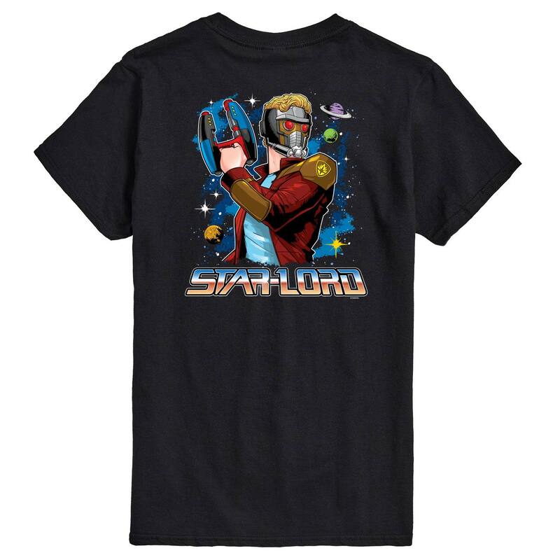 マーベル メンズ トップス Tシャツ グラフィック Marvel Men's Guardians Of The Galaxy Star-Lord Galaxy Retro Graphic Tee Black ブラック｜ReVida 店