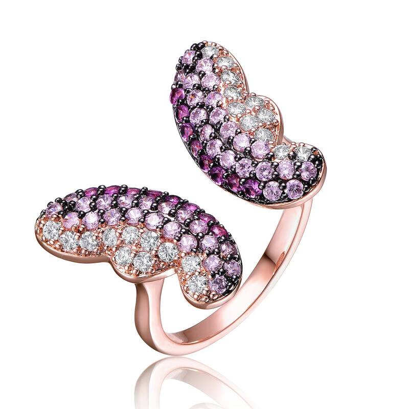 アンブランデッド レディース アクセサリー リング Unbranded Two Tone Colored Cubic Zirconia Butterfly Bypass Ring Rose Tone