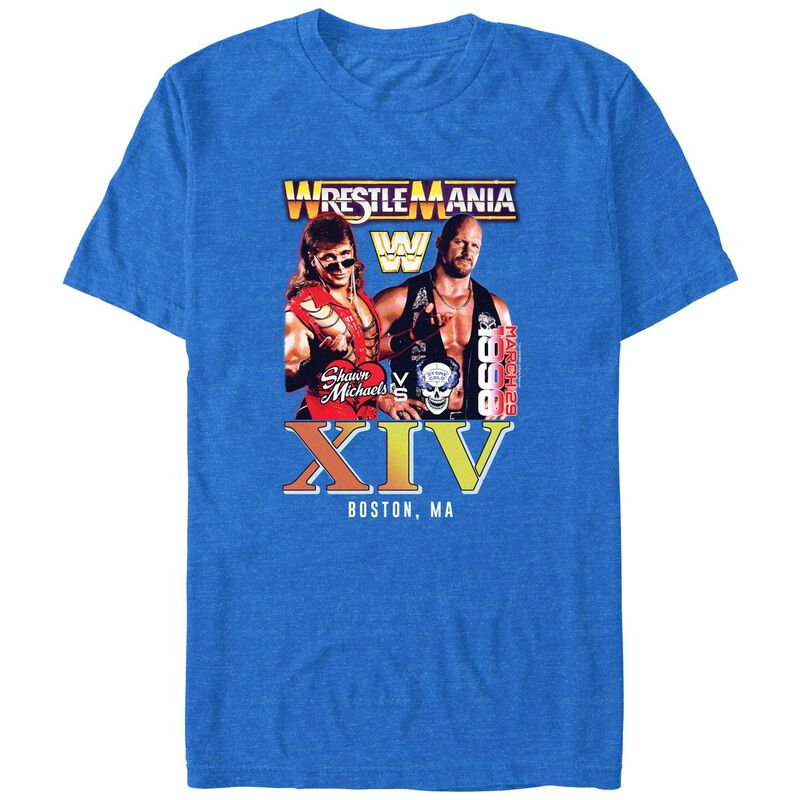 アニメキャラクター メンズ トップス Tシャツ トール グラフィック Licensed Character Big & Tall WWE WrestleMania XIV Poster Graphic Tee Royal Heather ヘザー