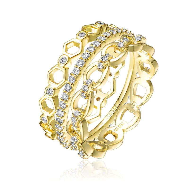 アンブランデッド レディース アクセサリー リング Unbranded Gold Tone Cubic Zirconia Trio Stackable Ring Set Gold Tone ゴールド