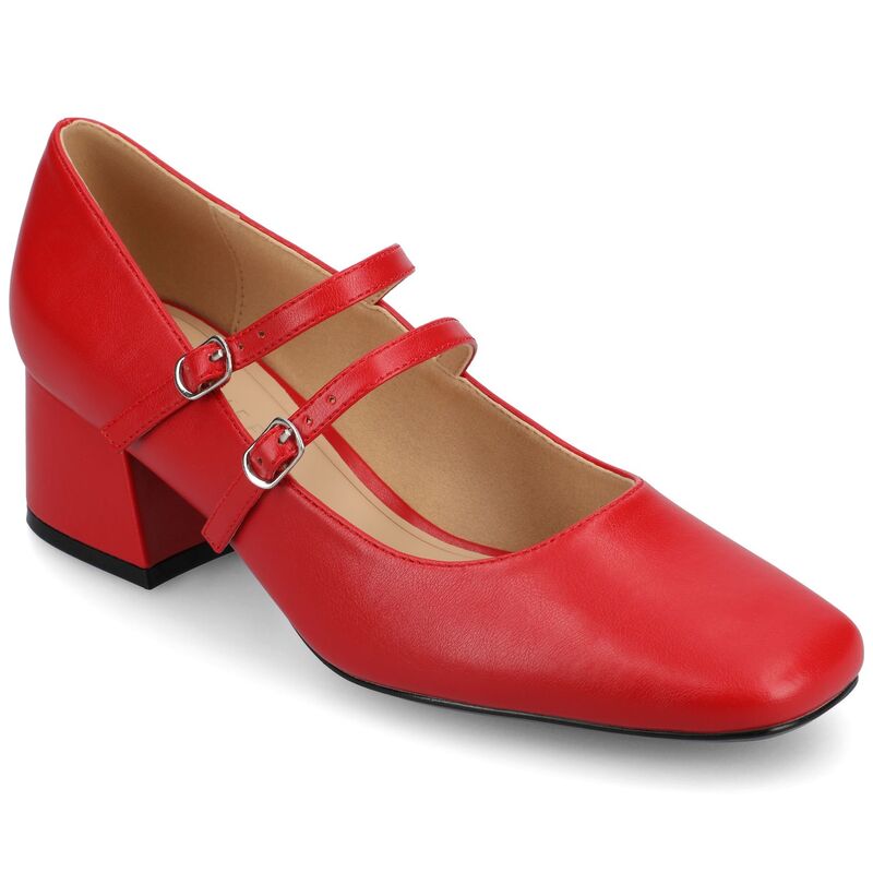 ジャーニー レディース シューズ パンプス レザー フェイクレザー Journee Nally Women's Tru Comfort Foam Faux Leather Mary Jane Pumps Red レッド｜ReVida 店