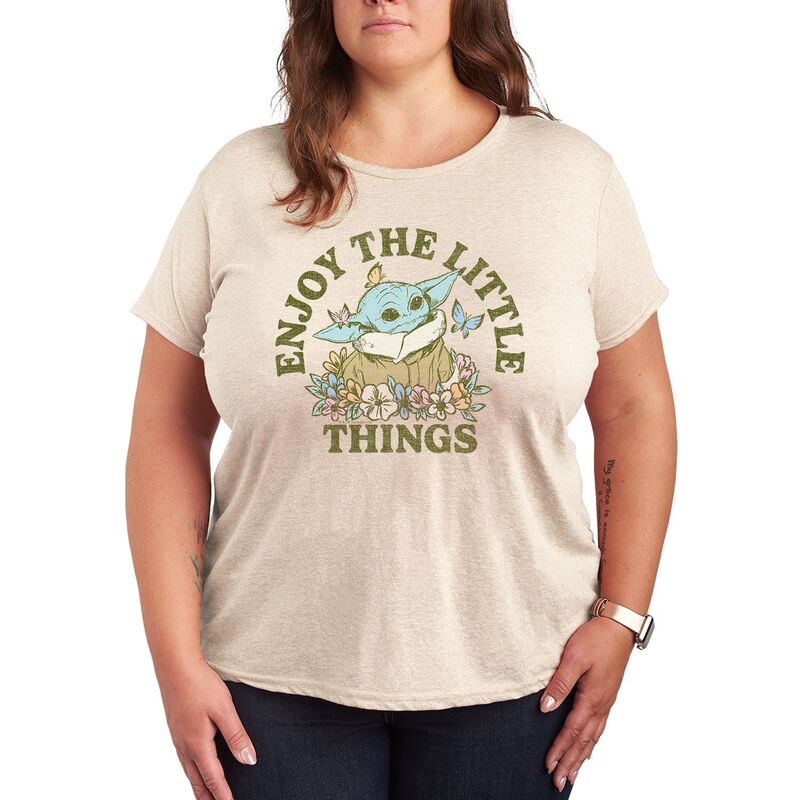 スター ウォーズ レディース トップス Tシャツ プラスサイズ グラフィック Star Wars Plusize The Mandalorian Little Things Graphic Tee Beige ベージュ