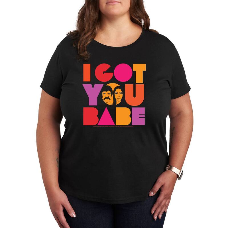 アニメキャラクター レディース トップス Tシャツ プラスサイズ グラフィック Licensed Character Plusize Sonny & Cher I Got You Babe Graphic Tee Black ブラック