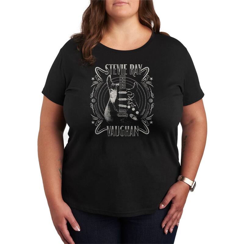 アニメキャラクター レディース トップス Tシャツ プラスサイズ グラフィック Licensed Character Plusize Stevie Ray Vaughan Guitar Graphic Tee Black ブラック 6,275円