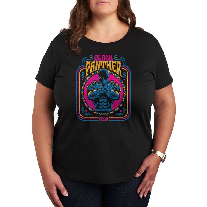 マーベル レディース トップス Tシャツ プラスサイズ グラフィック Marvel Plusize Black Panther Tribal Graphic Tee Black ブラック