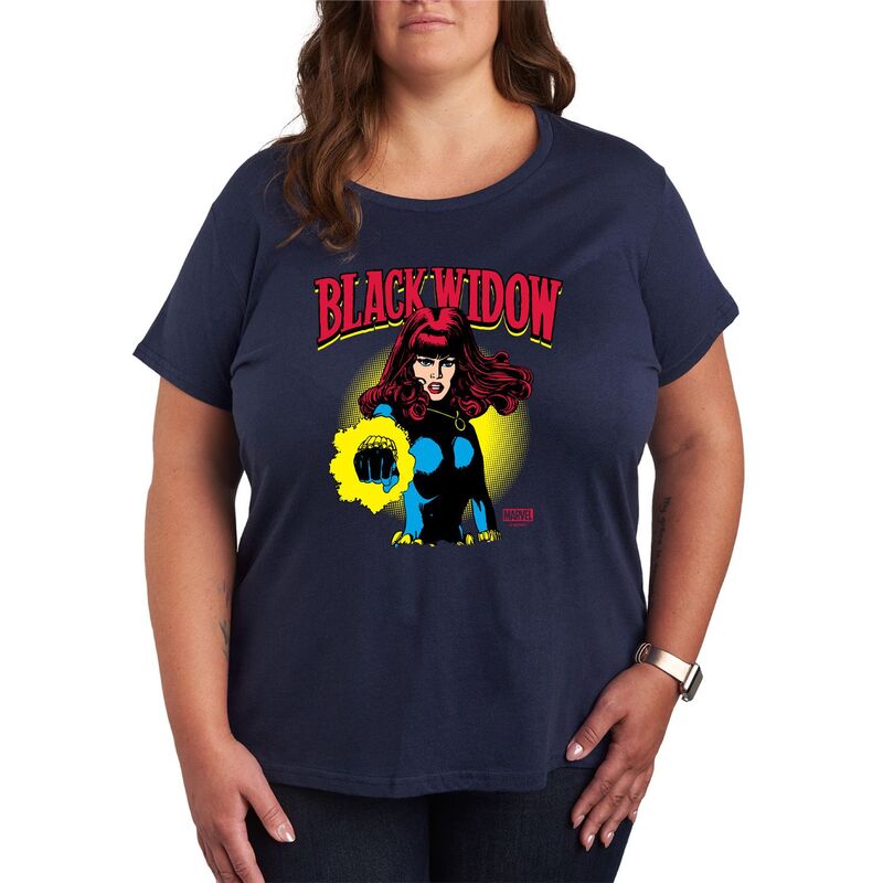 マーベル レディース トップス Tシャツ プラスサイズ グラフィック Marvel Plusize Black Widow Comic Portrait Graphic Tee Navy ネイビー 6,021円