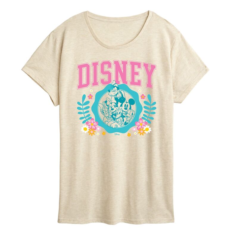 ディズニー レディース トップス Tシャツ グラフィック Disney's Mickey Mouse & Friends Women'spring Collegiate Graphic Tee Beige ベージュ