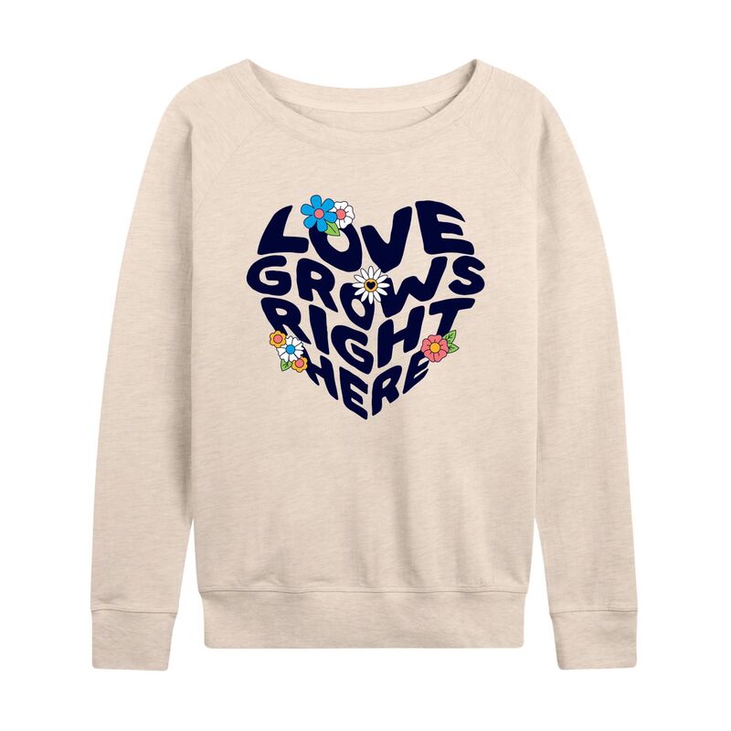 アニメキャラクター レディース トップス Tシャツ パイル Licensed Character Women's Love Grows Right Here French Terry Long Sleeve Tee Beige ベージュ