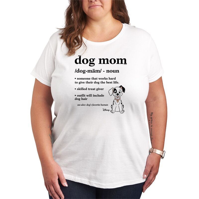 ディズニー レディース トップス Tシャツ プラスサイズ グラフィック Disney's 101 Dalmatians Plusize Dog Mom Definition Graphic Tee White ホワイト