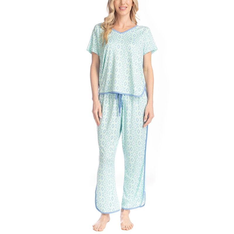 ムクルクス レディース アンダーウェア ナイトウェア パンツ Women's MUK LUKS Fun in the Sun Pajama Top & Pajama Pantset Stamped Geo|ReVida 店