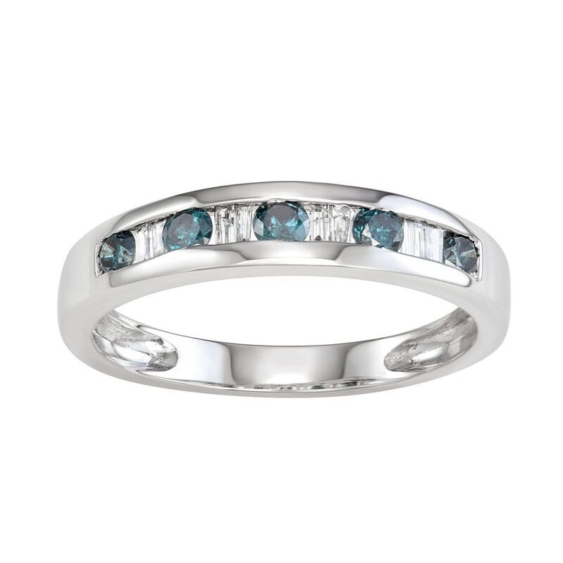 アンブランデッド レディース アクセサリー リング Unbranded 10k White Gold 3/8 Carat.W. White & Blue Diamond Ring 10k Whgold ホワイト