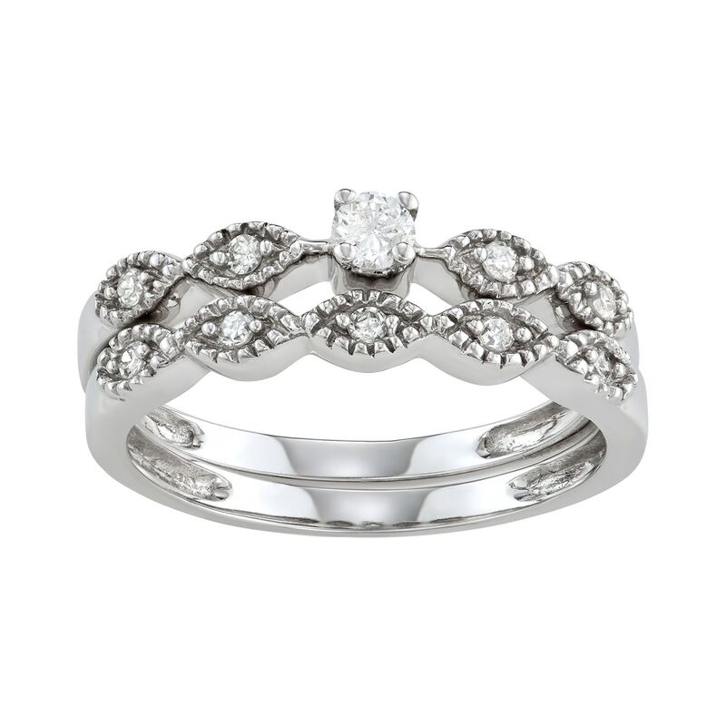 アンブランデッド レディース アクセサリー リング Unbranded 10k White Gold 1/4 Carat.W. Diamond Engagement Ring Set 10k Whgold ホワイト