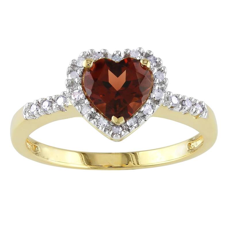 ステラ グレース レディース アクセサリー リング Stella Grace 10k Gold Garnet & 1/10 Carat.W. Diamond Heart Ring 10k Gold ゴールド