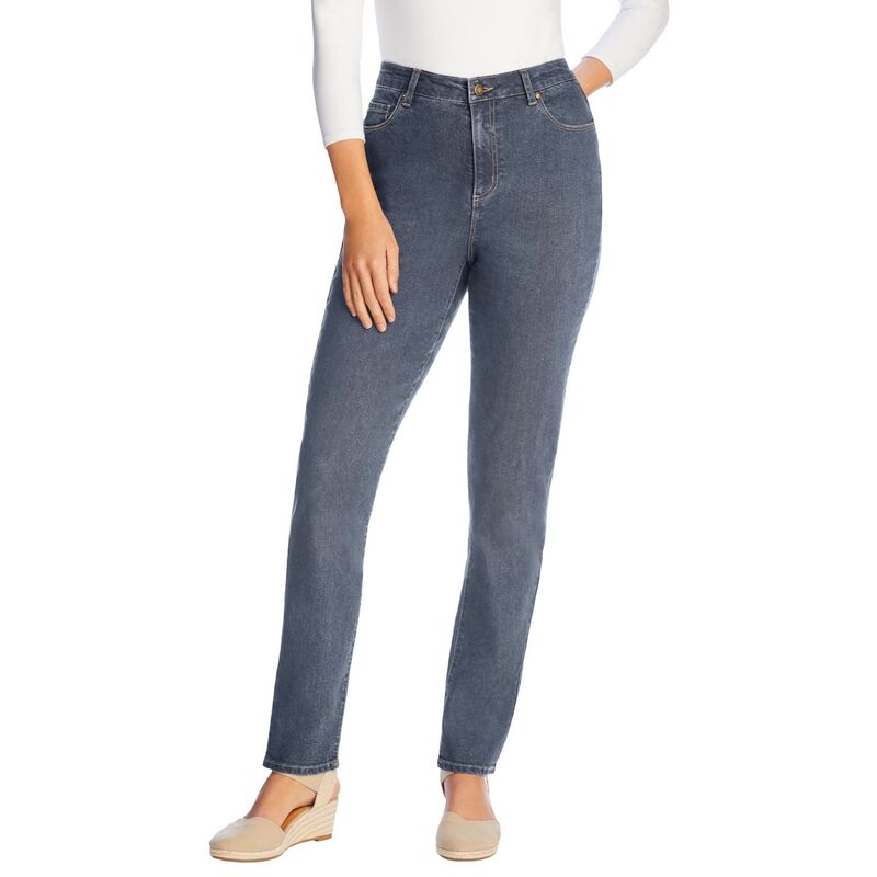 ウーマン ウィズイン レディース ボトムス デニムパンツ プラスサイズ Woman Within Women's Plusize Comfort Curve Straight-Leg Denim Jean Medium Stonewash デニム