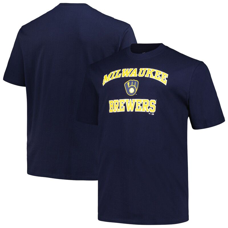 プロファイル メンズ トップス Tシャツ トール Men's Profile Navy Milwaukee Brewers Big & Tall Heart & Soul T-Shirt Brw Navy ネイビー｜ReVida 店