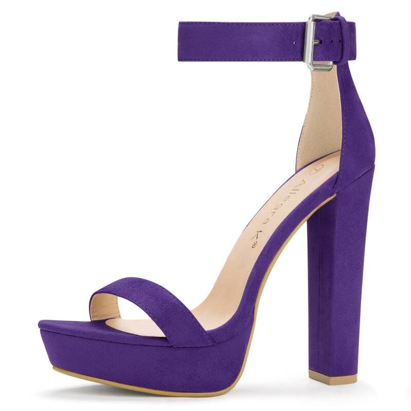 アレグラ ケー レディース シューズ パンプス プラットフォーム サンダル アンクル ヒール ALLEGRA K Women's Platform Higheel Ankle Strap Chunky Heelsandals Purple パープル
